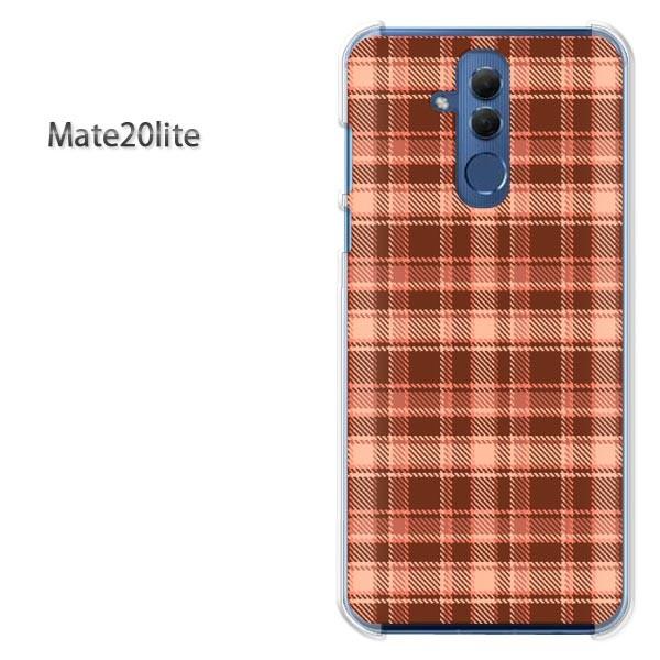 Mate20 lite ケース カバー デザイン ゆうパケ送料無 Huawei料 チェック(オレンジ...