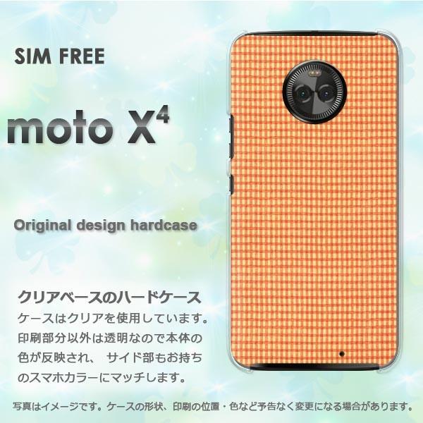 moto X4 ケース カバー MOTOROLA デザイン ゆうパケ送料無料 チェック(オレンジ)/...