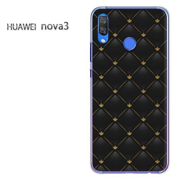 nova3  ケース カバー HUAWEI デザイン  ゆうパケ送料無料 シンプル・レザー(黒)/n...