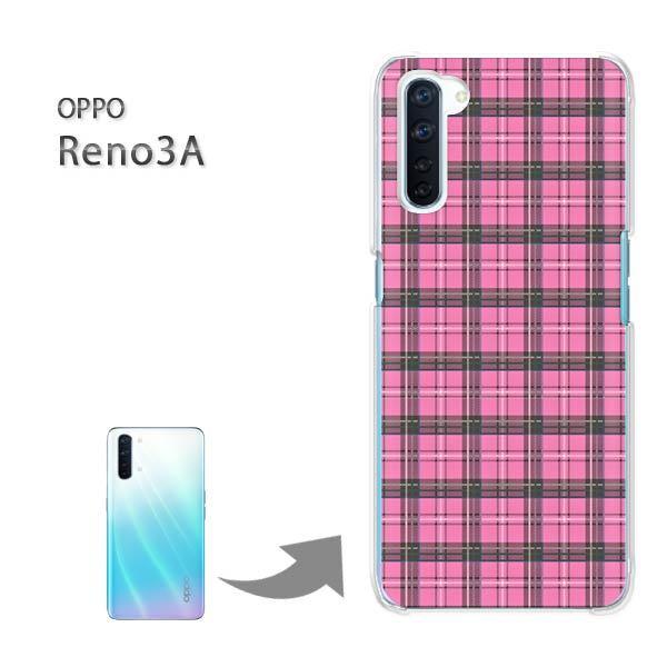 OPPO Reno3A ハードケース デザイン ゆうパケ送料無料 チェック柄 ピンク/reno3a-...
