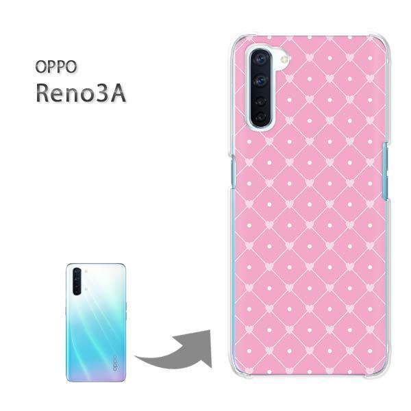 OPPO Reno3A オッポ リノ3A ハードケース デザイン ゆうパケ送料無料 ハートドット・白...