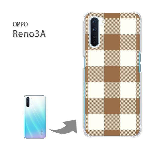 OPPO Reno3A ハードケース デザイン ゆうパケ送料無料 チェック2（茶）/reno3a-M...