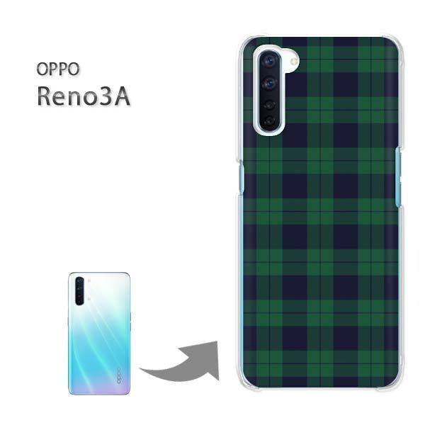 OPPO Reno3A オッポ リノ3A ハードケース デザイン ゆうパケ送料無料 チェック3（緑）...
