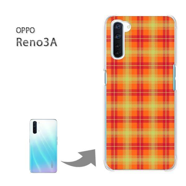 OPPO Reno3A ハードケース デザイン ゆうパケ送料無料 チェック(オレンジ)/reno3a...