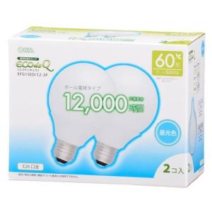 オーム電機 電球形蛍光灯 エコデンキュウ G形 E26 60形相当 昼光色 2個入 06-0264 EFG15ED/12-2P