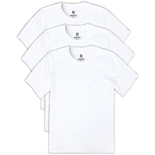 Ballot Tシャツ メンズ 無地 半袖 3枚組 綿100％ (白, M)