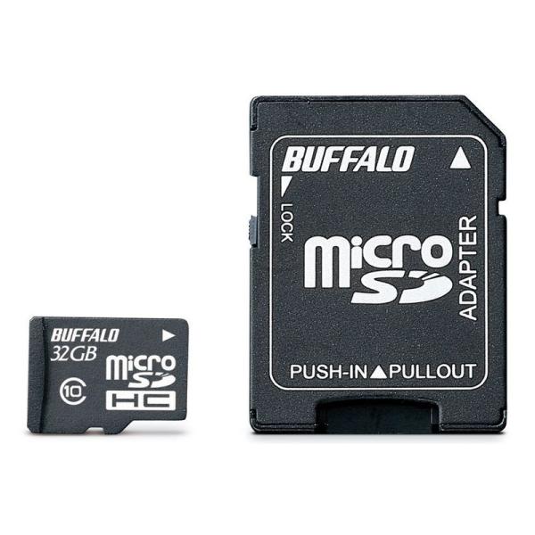 BUFFALO Class10 microSDHCカード SD変換アダプター 32GB RMSD-3...