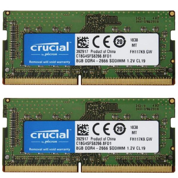2枚セット Crucial ノートPC用 メモリ PC4-21300(DDR4-2666) 8GB ...
