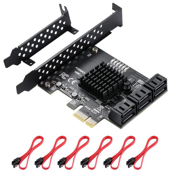 MZHOU PCI Express SATA3.0 増設ボード 6ポートSATAカード 6Gbps ...