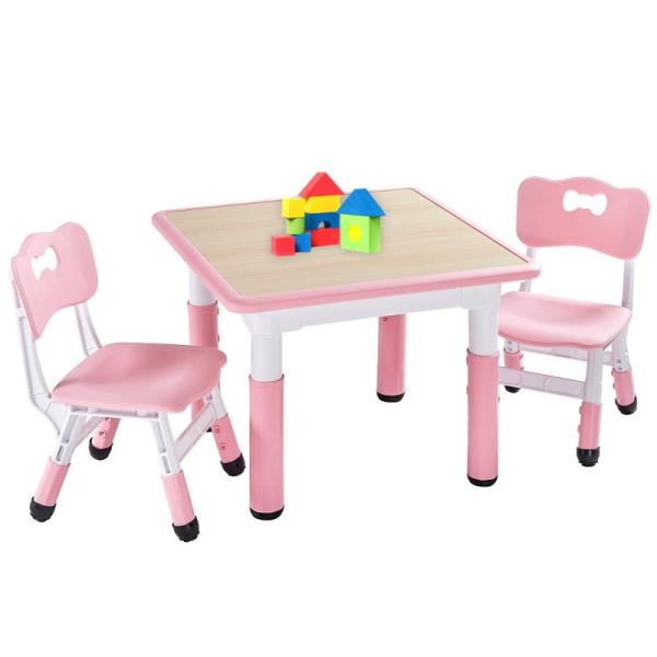 FUNLIO キッズテーブルと椅子2脚セット 高さ調節可能な子供用テーブルとチェアセット 3?8歳用...