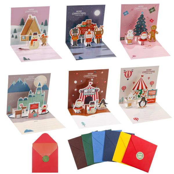 DERAYEE クリスマス カード メッセージカード 封筒付き 3D立体 金箔押し グリーティングカ...