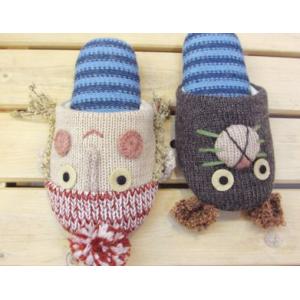 ハンドメイドニットスリッパ Brown's Kid&amp;Rat（ブラウンさんのこどもとねずみ）/キッズ（...