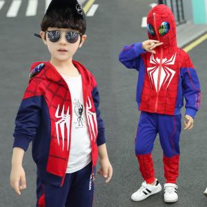 スパイダーマン パーカートップス アウター 子供服 2点セット トレーナー パンツ ジュニア キャラクター グッズ コスプレ衣装