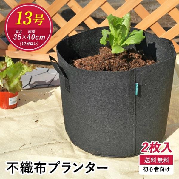 不織布プランター 12ガロン 2個入り フェルトプランター 植木鉢 13号 不織布ポット 幅40cm...