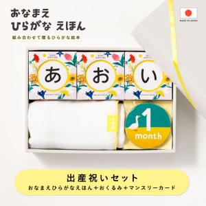 おなまえひらがなえほん 名入れ 出産祝い セット 日本製 ギフト プレゼント 絵本 おくるみ 月齢カード 24枚 可愛い 誕生日 赤ちゃん 2人目 1歳 l-gne-set-iy