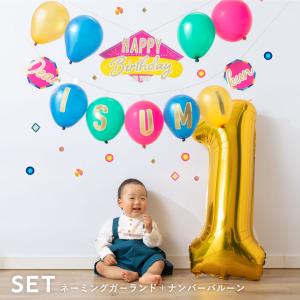 バースデーバルーンセット 誕生日 飾り付け お名前 1歳 2歳 3歳 4歳 5歳 ネーミングガーランド アルファベット 風船  数字 (sf-bpset-02)