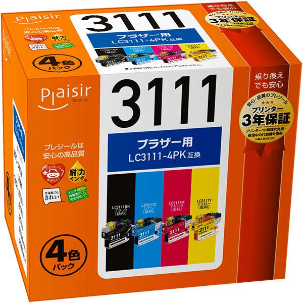 ブラザー対応 プレジール LC3111-4PK互換インク 4色パック PLE-BR3111-4P