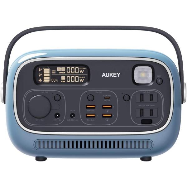 オーキー AUKEY  充電器 ポータブル電源 Power Studio 300 297wh ブルー...