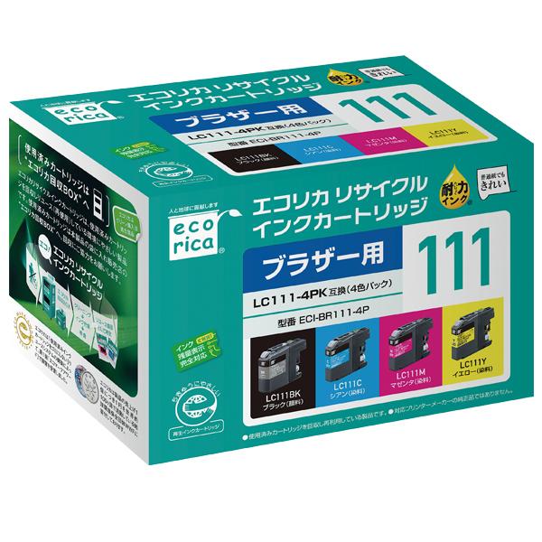 ((エコリカ))  LC111-4PK 互換 リサイクルインクカートリッジ ECI-BR111-4P...