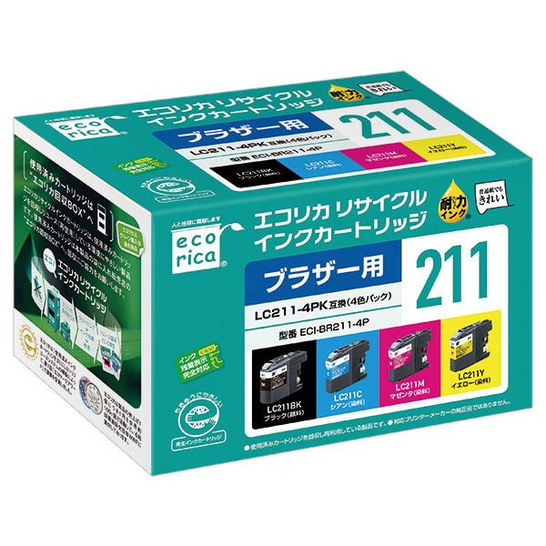 ((エコリカ)) LC211-4PK 互換リサイクルインクカートリッジ ECI-BR211-4P E...