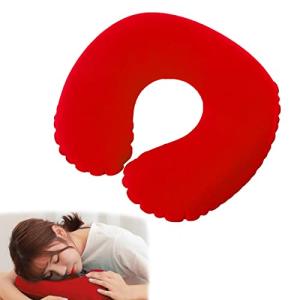 ネックピロー U型まくら 携帯枕 U型 首枕 エアーピロー くびまくら 手動プレス式膨らませる ねっくぴロー 旅行用 飛行機 トラベル 旅行枕 (オレ
