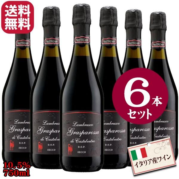 イタリア産 ランブルスコ グラスパロッサ セッコ (辛口 微発砲 赤ワイン)750ml ×【６本セッ...