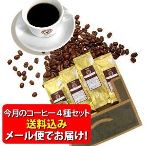【メール便・配達日時指定不可】 ８月のおすすめ豆４種類お試しコーヒーメール便 （４袋セット/珈琲解説付き）2026年