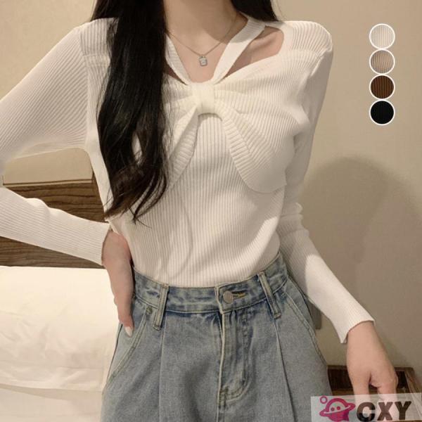 フロントリボンリブニットス大人秋服
