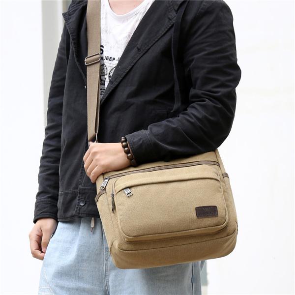 【タイムセール】ショルダーバッグ メンズ 斜めがけ 大容量 A4 ポケット キャンバス地 帆布 ファ...
