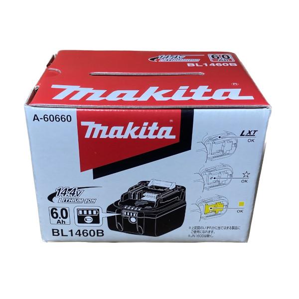 【箱付】マキタ[makita]14.4V-6.0Ah バッテリ BL1460B/純正（残容量表示+自...