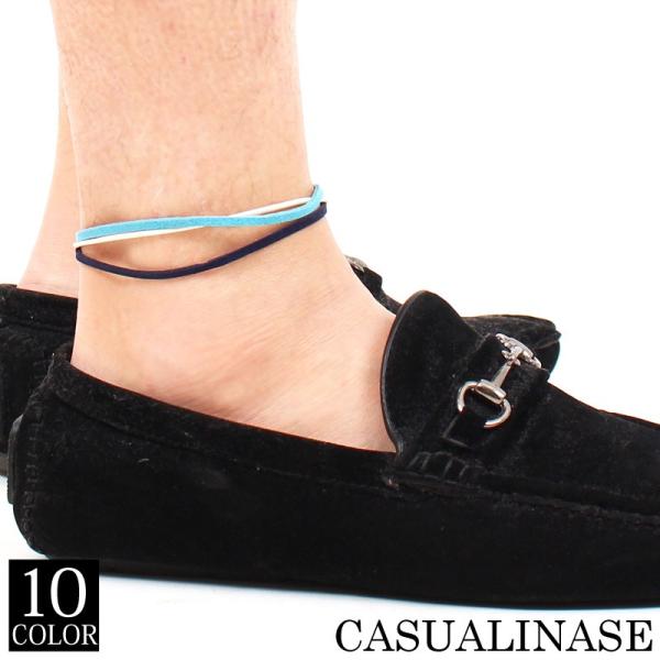 アンクレット メンズ レディース アクセサリー シンプル 3連 プレート 紐 ひも ヒモ おしゃれ ...