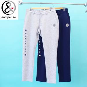 ゴルフパンツ ホワイト(柄あり) Lサイズ and per se and per se アンパスィ パンツ 白 ロゴ刺しゅう メンズ 79 ゴルフ