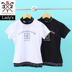 SY32 by SWEET YEARS GOLF ゴルフウェア レディース モックネック ハイネック トップス ポロシャツ 半袖 ロゴ総柄 ブランド 春夏｜tool-power