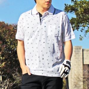 ポロシャツ ゴルフ メンズ ゴルフウェア マリン柄