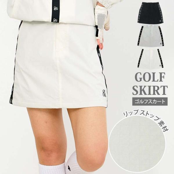 ゴルフスカート レディース ゴルフウェア gs GOLF ロゴテープ使い リップストップ素材 おしゃ...