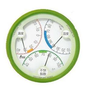 温湿度・不快指数計 Ｒ−２ 丸型１５cm グリーン　70500
