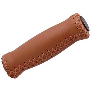 【自転車レザーグリップ】【ステッチ】【柔らかい握り心地】サイクルプロ レザーグリップブラウン　CYC...