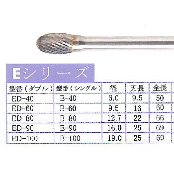 E-80　標準タイプ超硬バー（シングル目）　Eシリーズ　6mm軸  TAG