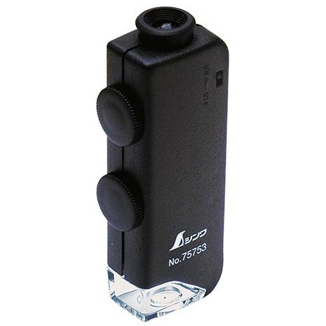 シンワ ルーペ H ポケット型顕微鏡 60〜100倍 75753 LEDライト付 サイズ83x33x...