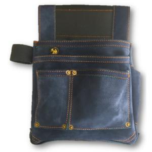 ふくろ倶楽部 朱雀 ヌバック三型 INDIGO SZN-833NV 墨つぼホルダー付 ヌバック+人工皮革 釘袋 腰袋 H320xW210xD30mm 100824 在庫