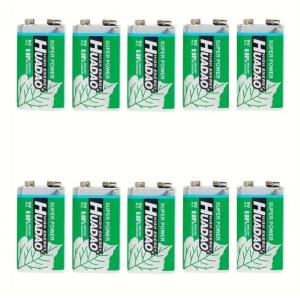 9Vマンガン電池　10本 6F22 9V型 乾電池　HUADAO 9ボルト角型電池 006P 　感知器　おもちゃ　無線機　検知器 コントローラーエフェクター