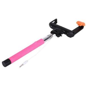 ガッチリホールド　自撮り棒 カラー ピンク色 コードを接続するだけでシャッタ-が使える充電不要ですぐに使える　セルカ棒｜toolone-shopping