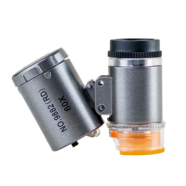 60倍拡大鏡　ルーペ　 LEDライト付き　 紫外線 顕微鏡　紙幣　校正　印刷物　切手　アクセサリー　...