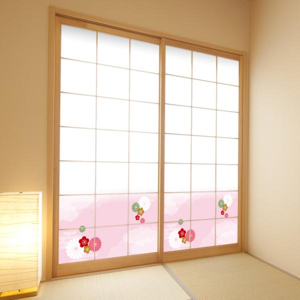 プリント障子紙  張りやすい障子紙  梅と菊