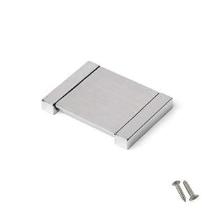 3パック - ブラッシュニッケル 取っ手 引手 引き戸 開閉補助 引き出し ツマミ フラッシュプル 長方形 シルバー ハンドル 長さ50mm