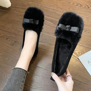 レディース モカシンシューズ スリッポン ファーシューズ パンプス  おしゃれ 合わせやすい モコモコ ぺたんこ カジュアル 秋冬　ルームシューズ 室内　外出