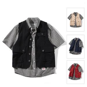 メンズベスト　春　夏　秋　メンズ　ベスト　ジレベスト　デニムベスト　無地　レイヤード　ノースリーブ　カジュアル　ジャケット　20代　30代　40代