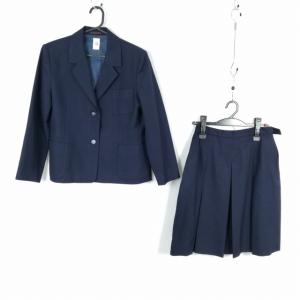 ブレザー スカート 上下2点セット 冬物 女子 学生服 中学 高校 紺 制服 中古 ランクC EY3976