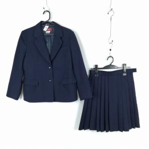 ブレザー スカート 上下2点セット 指定 M 大きいサイズ トンボ 冬物 女子 学生服 中学 高校 紺 制服 中古 ランクC EY4097