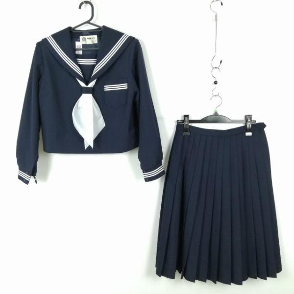 ジャンパースカート   バスト98 ウエスト84 冬物 女子 学生服 中学 高校 紺 制服 中古 ラ...